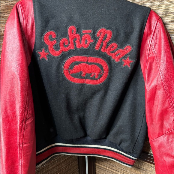 Vintage EckoRed Womens L Red leather Varsity Jacket RARE ecko red - Picture 4 of 6